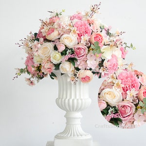 Pink and Champagne Peony Flowers Ball Wedding Floral Table Centerpiece Floral Ball Dinner Party Home Business Decor,Rose Flower Table Runner