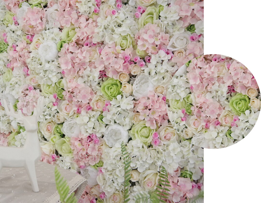 New Design Artificial Flower Backdrop Spring Pink White Green Rose