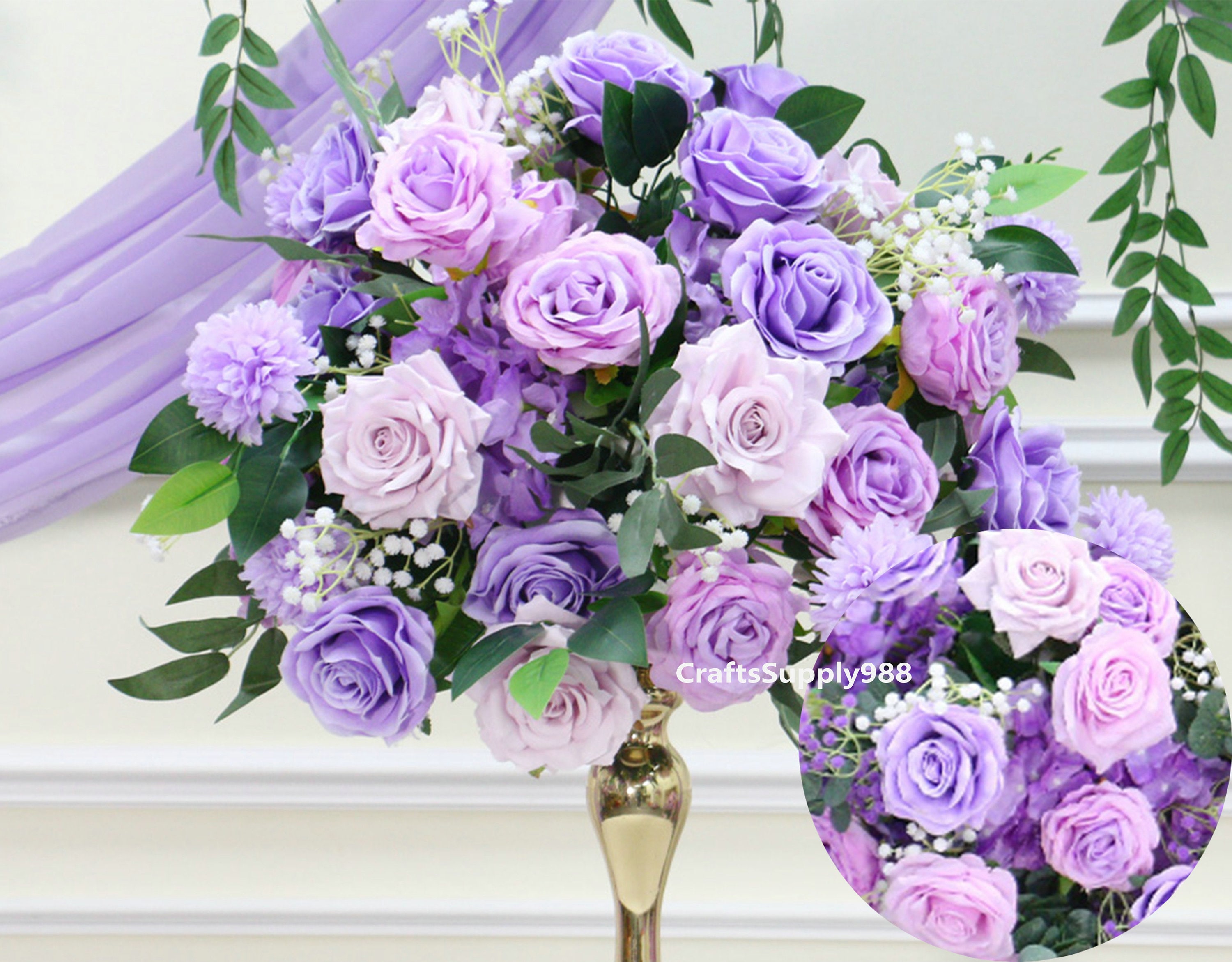 Lavender Purple Rose Flowers Ball Wedding Floral Table Centerpieces Floral Ball Dinner Party Business Decor,Rustic Boho Flower Table Runner