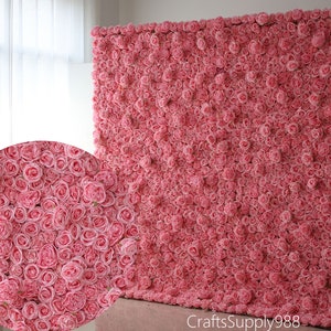 Parete di fiori artificiali con griglia in plastica 5D, pannello di peonia rosa caldo, pannello di sfondo, per decorazioni per eventi/decorazioni per matrimoni/decorazioni per feste/decorazioni per la casa/vacanze