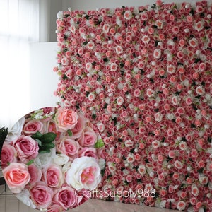 40x60cm Light Pink White Artificial Roses Flower Wall Backdrop For Wedding Decoration Hotel Event Salon Baby Show Floral Panels Photo Decor