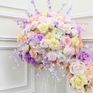 Lavender Pink Rose Peony Artificial Flower Ball Wedding Floral Table Centerpieces Floral Ball Party Decor,Cherry Blossom Flower Table Runner