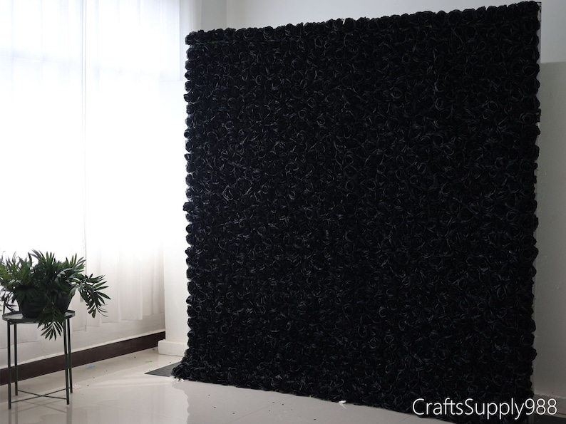 Aperturee Black Rose Artificial Flower Wall Birthday Decor