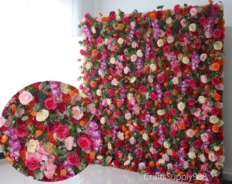 Ivory Pink Rose 5D Artificial Flower Wall Backdrop For Wedding Home Shop Nursery Baby Girls Room Party Decor DIY Floral Panel Photo Backdrop