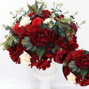 White and Burgundy With Eucalyptus Flowers Ball Wedding Floral Table Centerpiece Floral Ball Dinner Party Business Decor,Flower Table Runner