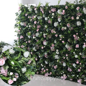 5D Plastic Grid Artificial Flower Wall Mix Rose Peony Plant Panels Backcrops Wall for Event Decor/Wedding Decor/Party Decor/Home/Salon Decor