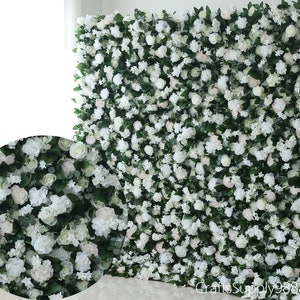 White Rose Greenery Wholesale Popular 5D Artificial Flower Wall Backdrop For Wedding Party Shop Holiday Decor Event Floral Panel Photo Props