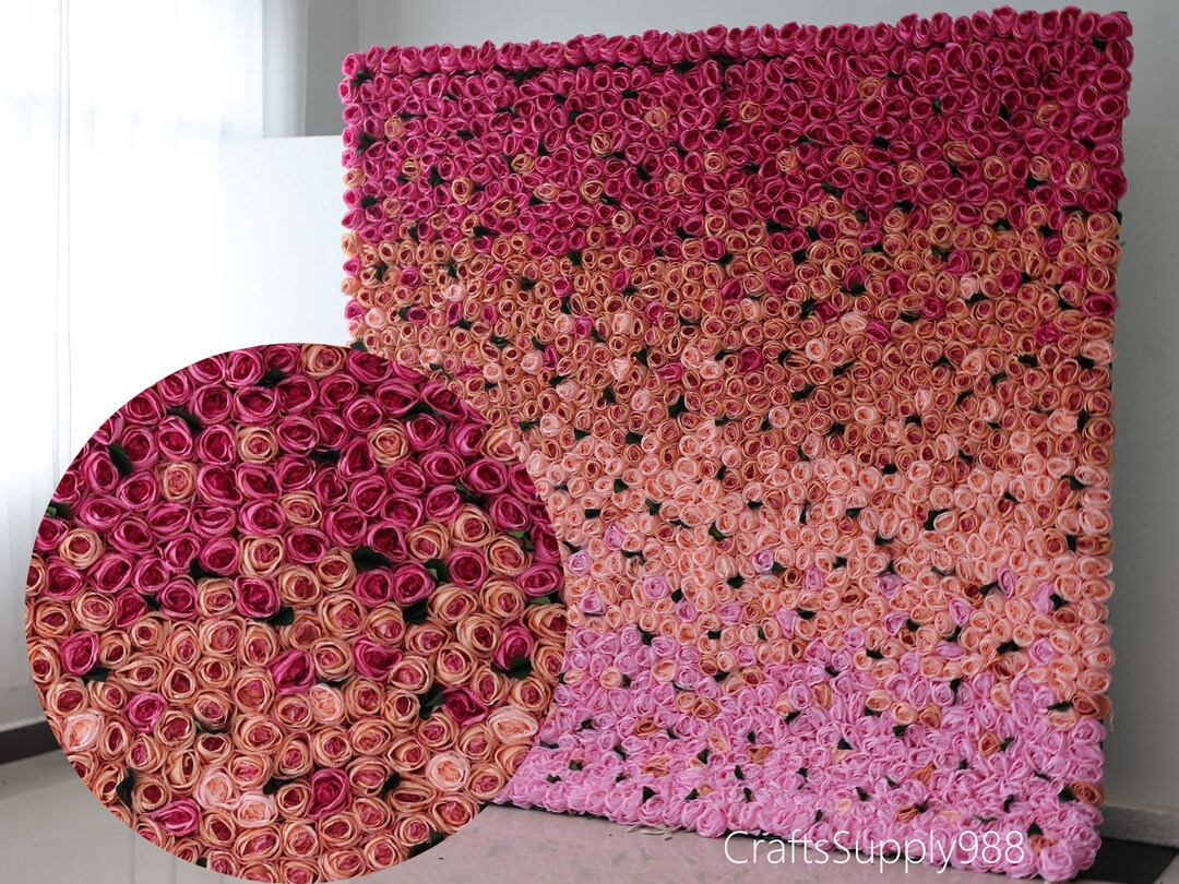 Diy Gradient Roses Gradient Color 40x60cm Artificial Roses Flower Wall Backdrop for ...