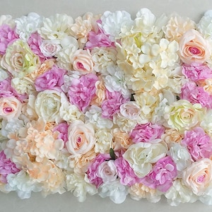 Artificial Flower Wall,Pink&Orange Silk Rose,Hydrangea,Peony,Mixed Flower Backcrop Wall for Event Decor,Wedding Decor,Party Decor,Home Decor