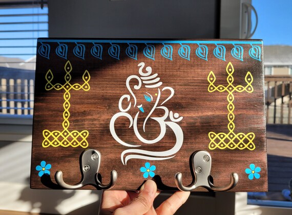 Key Holder Key Wall Holder Key Holder for Wall Kolams Entryway Organizer Key Holder Wall Key Hanger Key Storage Key Hook With Ganesh Etsy