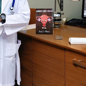 Funny OBGYN Personalized Sign | Dr Custom Name | OBGYN Appreciation Gifts | Baby Doctor Gift | Cartoon Cervix | Uterus | Obgyn gift