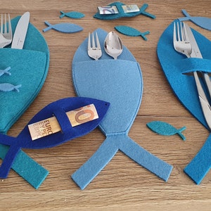 6x cutlery fish felt cutlery bag cutlery bag cutlery felt communion confirmation baptism scatter decoration fish punched part craft sewing