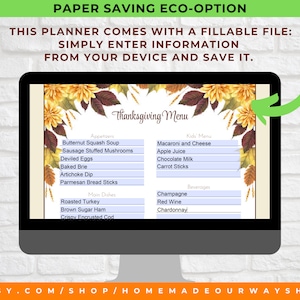 The Thanksgiving Dinner Planner also comes in a fillable option. Simply enter your information and save it to your device.