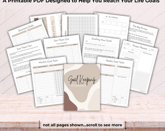 Goal Planning Workbook • SMART Goal Setting Worksheets • Productivity Planner • 2025 New Year Resolution Worksheet • Goal and Habit Trackers