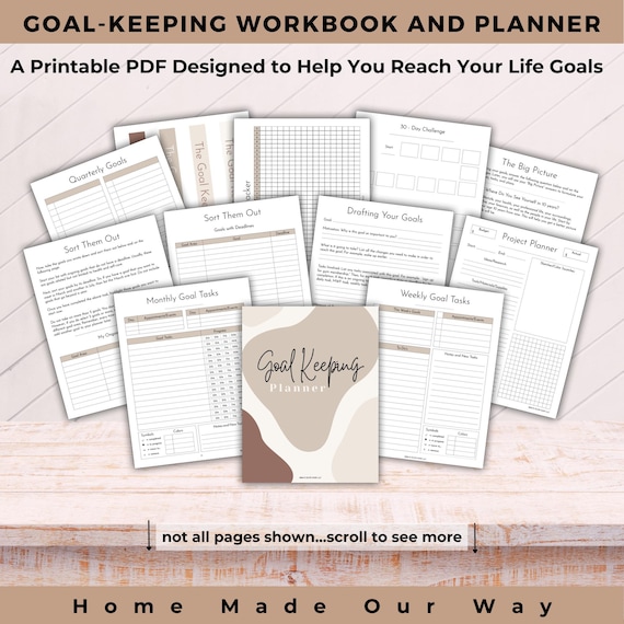 Goal Planning Workbook • SMART Goal Setting Worksheets • Productivity Planner • 2025 New Year Resolution Worksheet • Goal and Habit Trackers