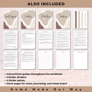 Other pages included in the goal-keeping and goal-setting workbook planner
