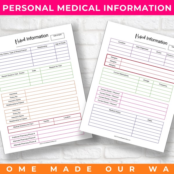 Informations médicales, dossiers et antécédents PDF imprimable