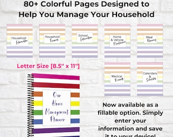 Home Management Binder Printable • A Household Planner for Your Home • Family • Finances • Important Documents • Health • School Information