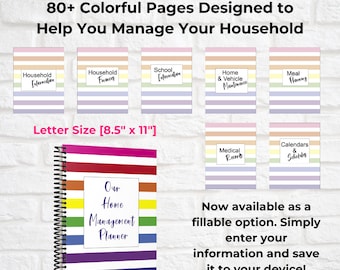 Home Management Binder Printable •  A Household Planner for your Home, Family, Budget, Important Documents, Health, and School Information