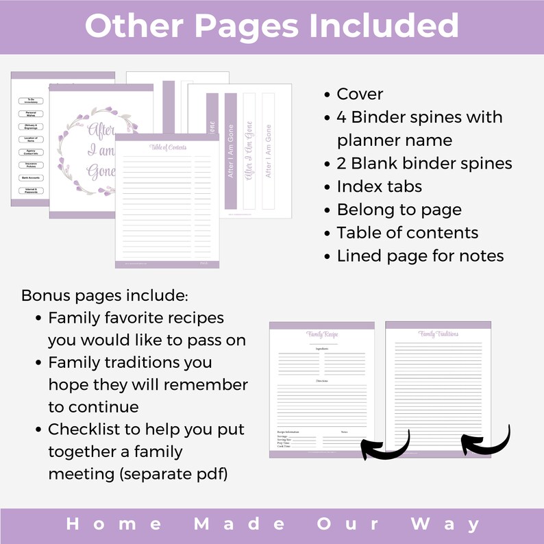 End of Life Planner with bonus pages