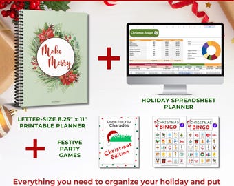 Christmas Holiday Bundle • Printable Christmas Planner • Spreadsheet Planner • Christmas Games • Christmas Party Event Organizer
