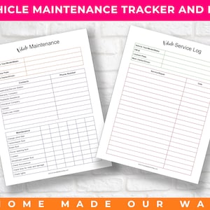 Car Maintenance Tracker and Log Printables - Record Your Vehicle&#39;s Services and Repairs
