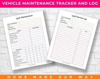 Car Maintenance Tracker and Log Printables - Record Your Vehicle's Services and Repairs