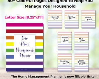 A Household Planner for Home, Family, Finances, Meal Planning, Health, Kids School Info & More • Get Your Home Management Binder PDF Pages