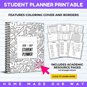 2026-2027 Academic Student Planner Printable PDF For Middle and High School [July - June]