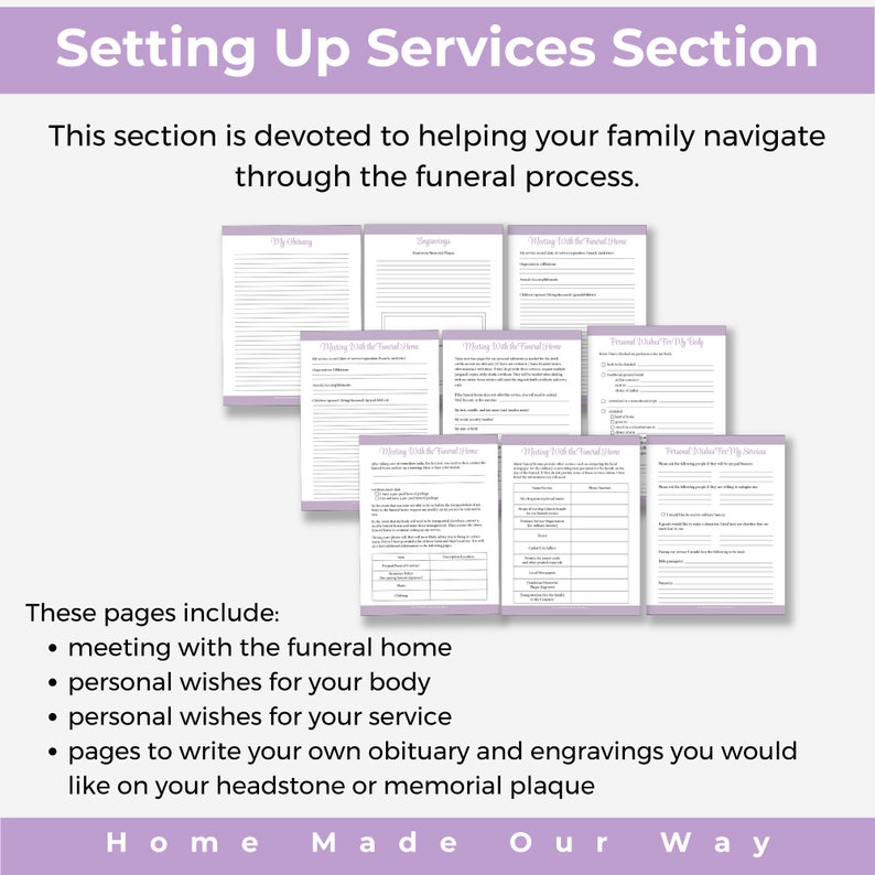 End of Life Planner with Pages for Setting Up Your Wake and Funeral Services