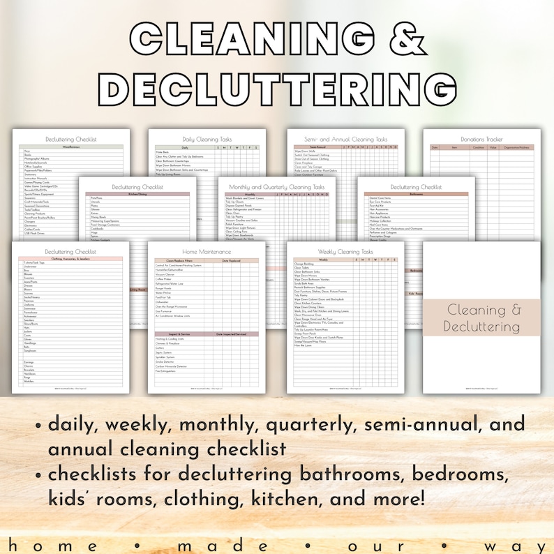 Cleaning and Decluttering checklists in the Total Home Improvement Workbook
