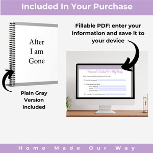 This End of Life Planner comes in a gray neutral option as well as a fillable pdf option