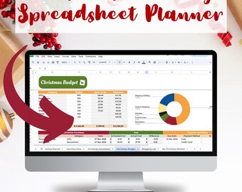 Christmas Holiday Spreadsheet Planner • Budget, Gift Trackers, Menu Planners, Shopping Lists, Recipe Trackers, Countdown, and Meal Planner