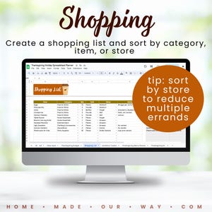 The Thanksgiving Holiday Spreadsheet Planner Shopping List