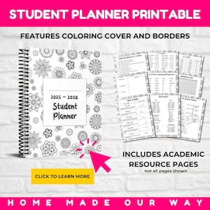 2025 - 2026 Academic Student Planner Printable PDF For Middle and High School [July - June]