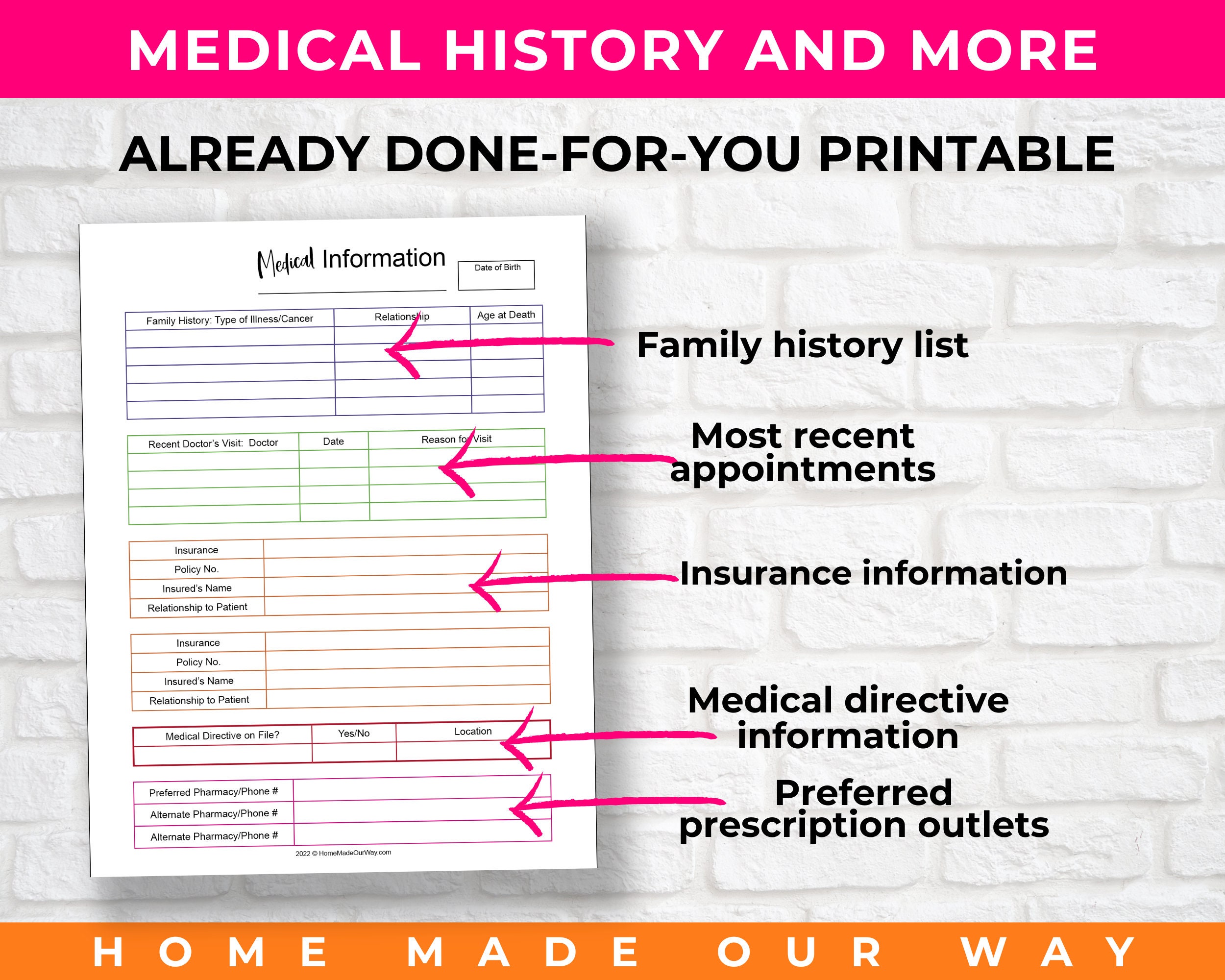 Medical Information, Records, and History Printable PDF - Etsy