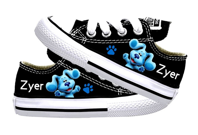 Blue's Clues Shoes Converse Low Top Shoes store Infant Toddler Kids. Choose Your Font!