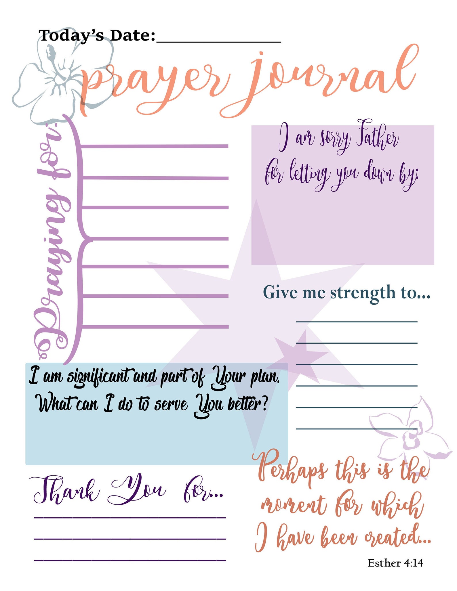 Prayer Journal - Simple, Printable Bundle (digital Download) - Etsy