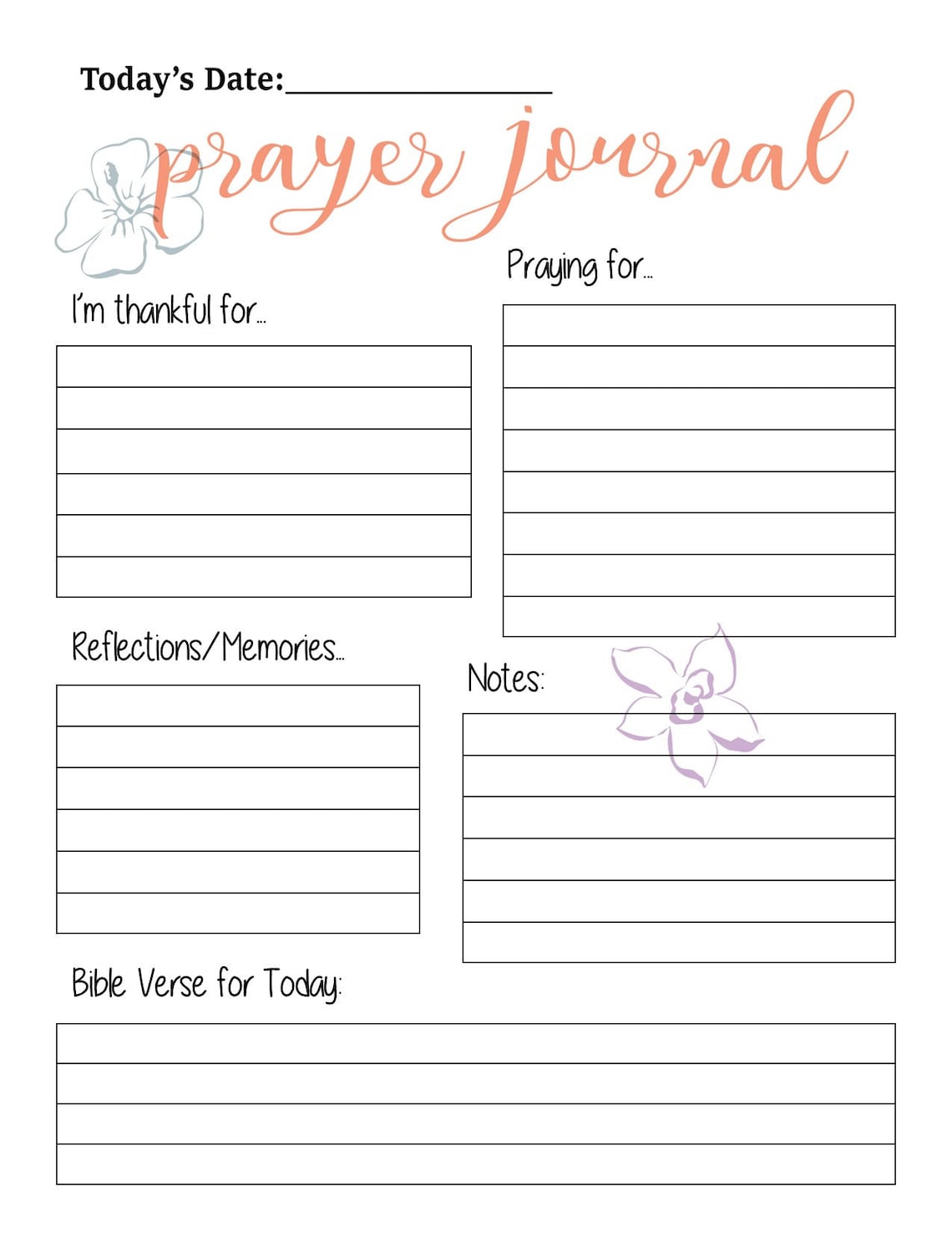 Prayer Journal Simple, Printable Bundle digital Download - Etsy