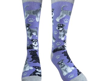 SCHNAUZER Dog Socks Knitted Cotton Blend Crew Socks