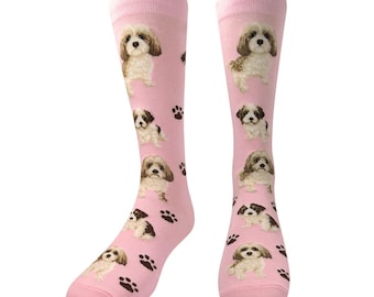 Calzini per cani Havanese, in misto cotone lavorato a maglia, modello a mezza gamba