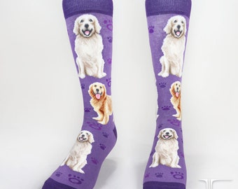 Calzini per cani Golden Retriever / Calzini a mezza gamba e alla caviglia in misto cotone, interamente lavorati a maglia