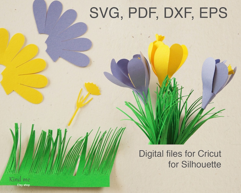 Crocus Spring Flower Digital Template for Cricut, Svg, Pdf, Esp, Dxf Crocus Spring Flower Digital Template for Cricut, Svg, Pdf, Esp, Dxf