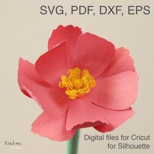 Modello di fiore cosmo per Cricut, svg, pdf, esp, dxf, istruzioni incluse, taglio della carta, 3D