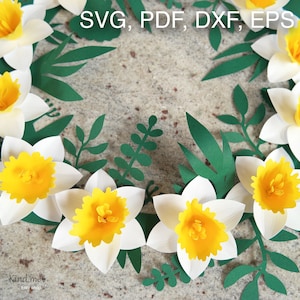 Narzissenkranz-Vorlage für Cricut, SVG, pdf, esp, dxf, Anleitung inklusive, Papierschnitt, 3D