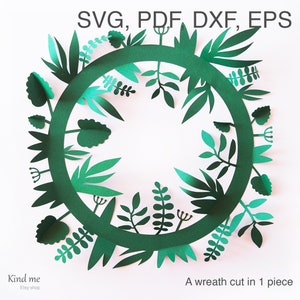 1 piece WREATH template for Cricut, svg, pdf, esp, dxf, paper cut, 3D, to add your own decorations