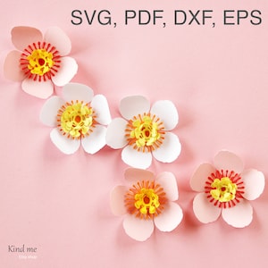 Apfelblüte, Kirschblüte, Sakura-Blumenvorlage für Cricut, SVG, PDF, ESP, Dxf, Anleitung inklusive, Papierschnitt, 3D