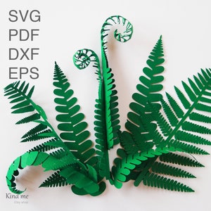 Farnblatt & Farnkraut Schablonen für Cricut, svg, pdf, esp, dxf, Waldblumenstrauß, Papierschnitt, 3D