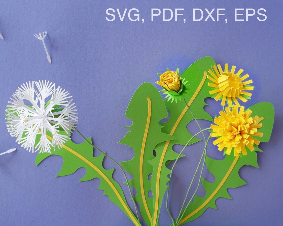 Dandelion Flower Template for Cricut Svg Pdf Esp Dxf Etsy