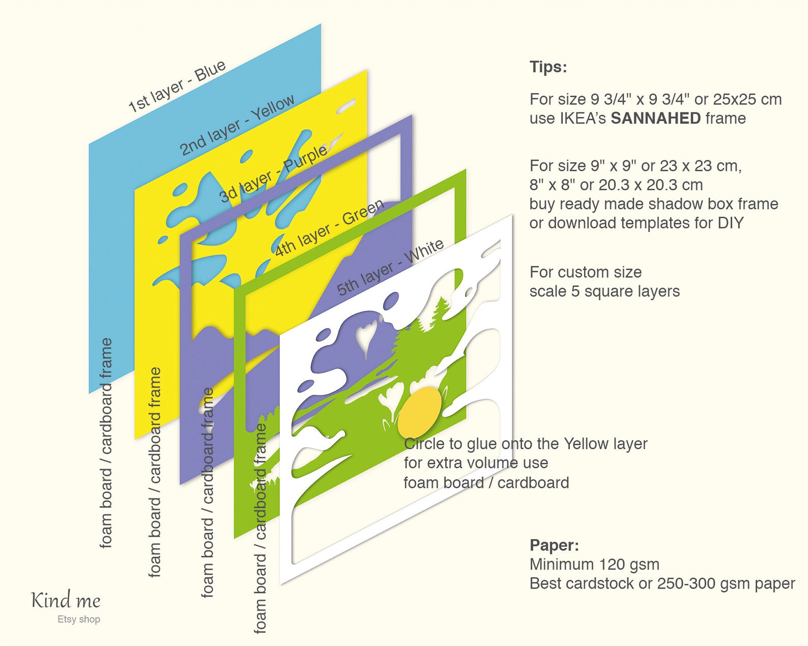 3D Paper Cut Shadow Box Templates for Cricut, SVG, Pdf, Esp, Dxf